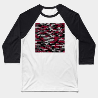 Camo Pattern - Red Grey Baseball T-Shirt